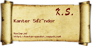 Kanter Sándor névjegykártya